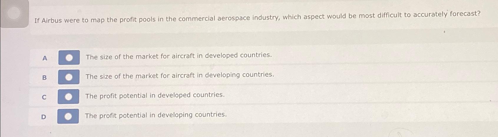 Solved If Airbus were to map the profit pools in the | Chegg.com