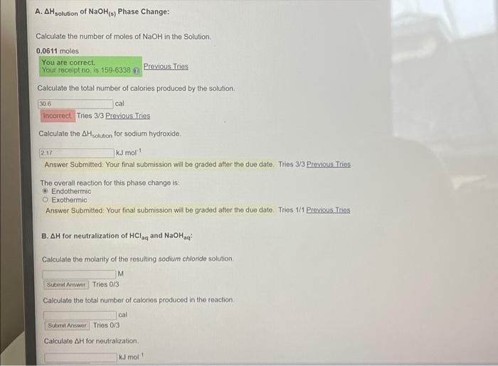 Calculate the number of moles of NaOH in the | Chegg.com