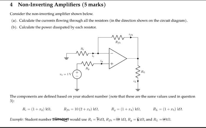 Solved 4 Non-Inverting Amplifiers (5 marks) Consider the | Chegg.com