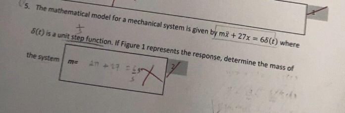 Solved 5. The mathematical model for a mechanical system is | Chegg.com