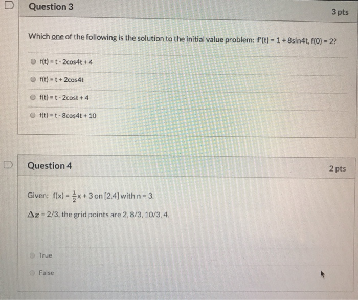 Solved Question 3 3 pts Which one of the following is the | Chegg.com