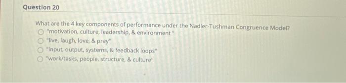 Solved Question 16 Which model has the goal of improving | Chegg.com