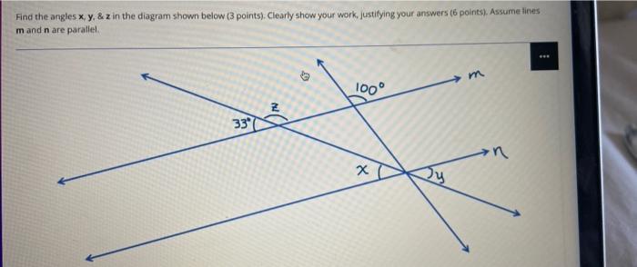 Solved Find the angles X. y. &z in the diagram shown below | Chegg.com