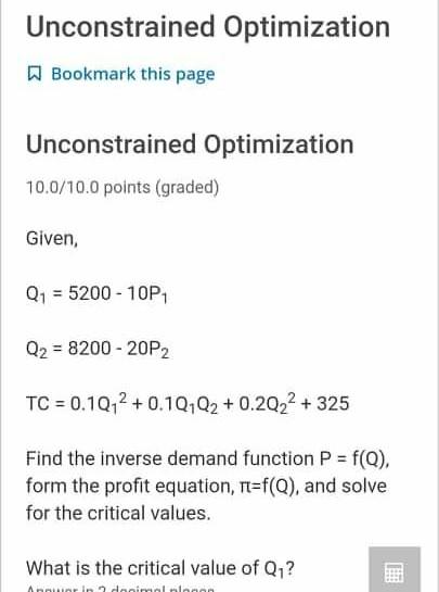 Solved Unconstrained Optimization Bookmark this page | Chegg.com
