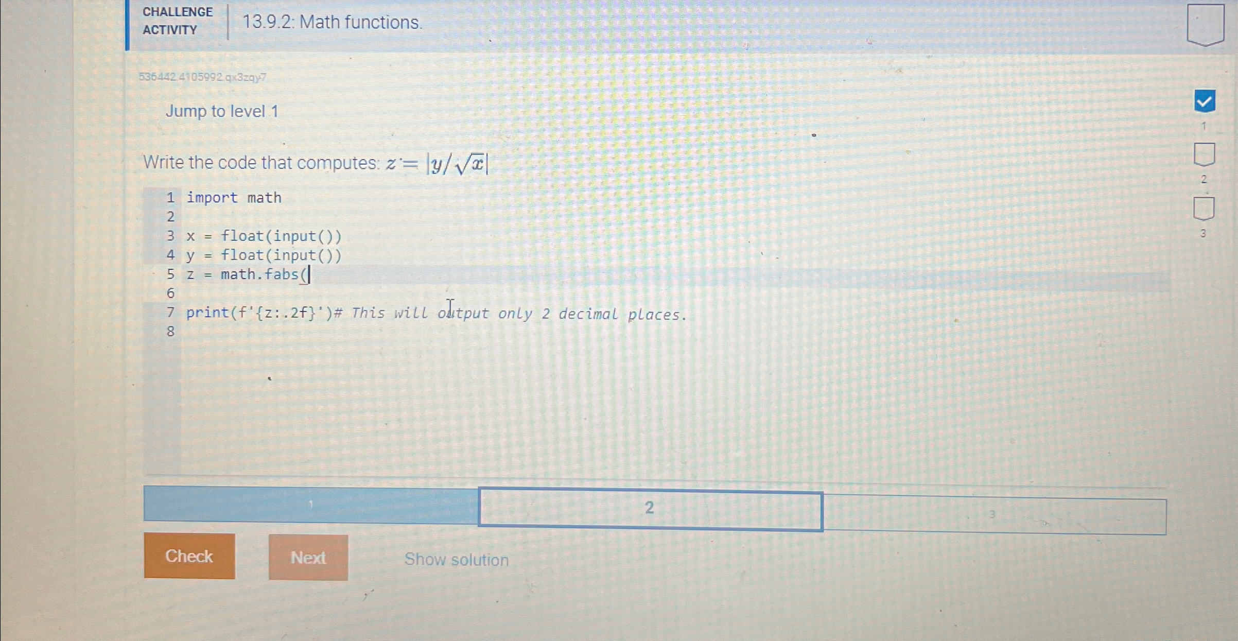 Solved CHALLENGEACTIVITY13.9.2: Math | Chegg.com