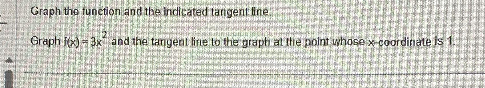 Solved Graph The Function And The Indicated Tangent