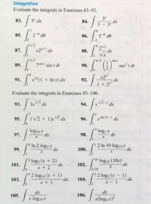 Solved Integration Evaluate the integrals in Exercises | Chegg.com