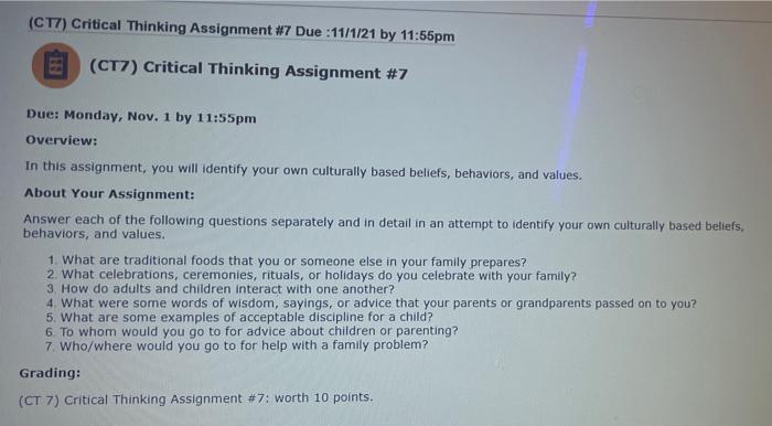 assignment 7.2 critical thinking