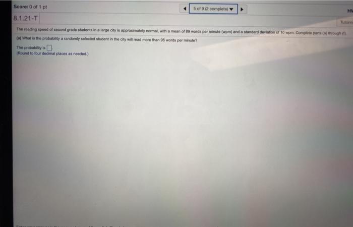 Solved Score: 0 of 1 pt 5 of completely HY 8.1.21-T The | Chegg.com