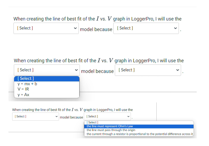 Solved When creating the line of best fit of the I vs. V | Chegg.com