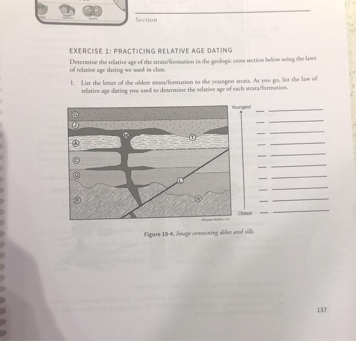 Solved Section EXERCISE 1: PRACTICING RELATIVE AGE DATING | Chegg.com