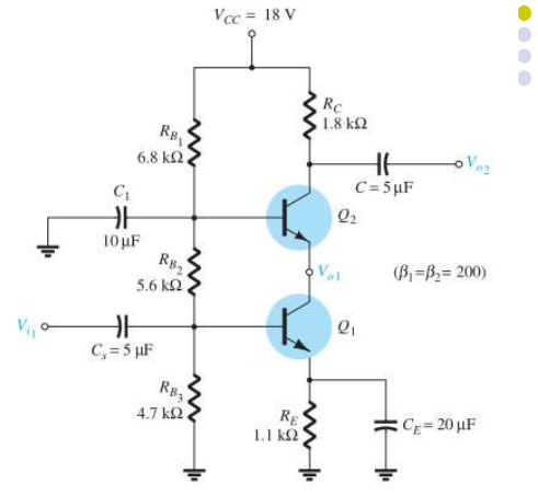 Solved C₁ H 10µF RBA 6.8 ΚΩ, RB₂ 5.6 ΚΩ C₁=5 µF RB3 47 ΚΩ, | Chegg.com