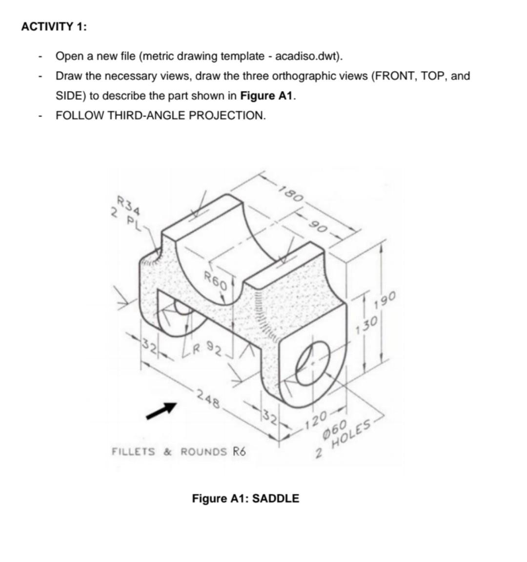 Solved Draw the object in AUTOCAD with the DIMENSIONS in | Chegg.com