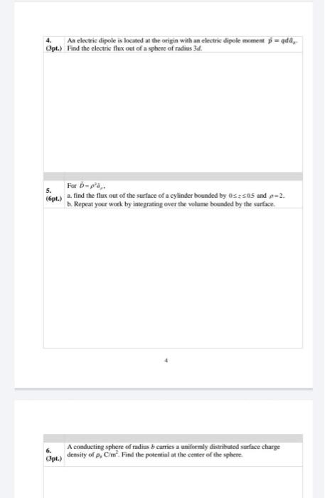4. An electric dipole is located at the origin with | Chegg.com