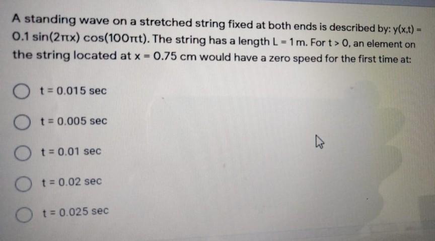 Solved A standing wave on a stretched string fixed at both | Chegg.com