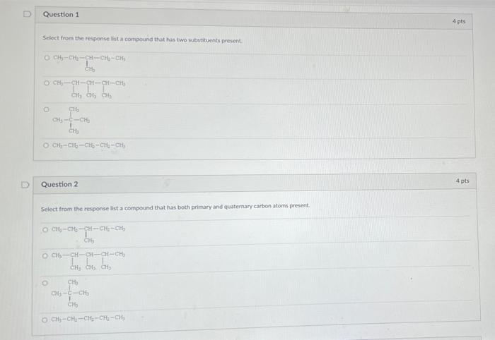 Solved Question 1 4 pts Select from the response lista | Chegg.com