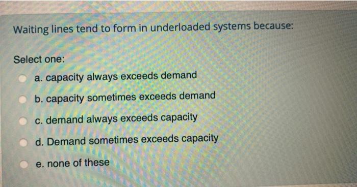 Solved Waiting lines tend to form in underloaded systems | Chegg.com
