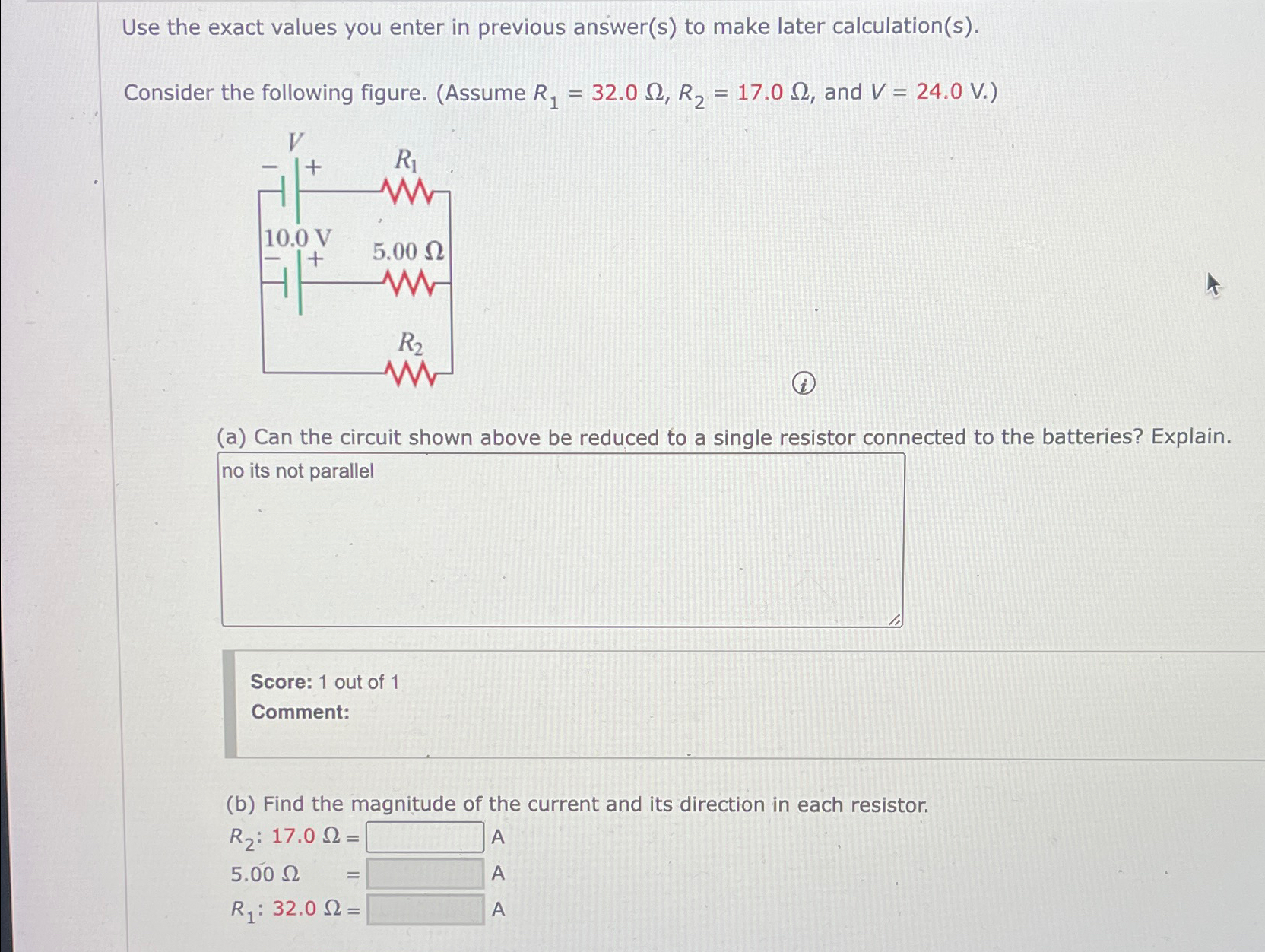 Solved Use the exact values you enter in previous answer(s) | Chegg.com