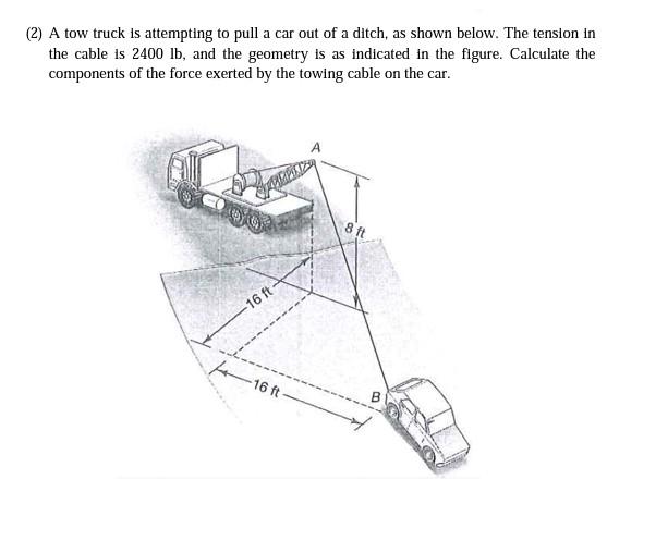 Solved (2) A tow truck is attempting to pull a car out of a