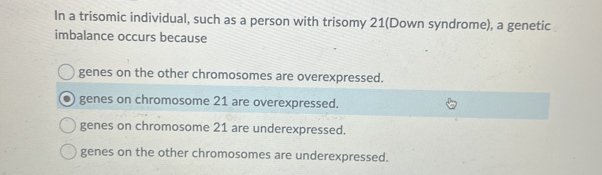 Solved In a trisomic individual, such as a person with | Chegg.com