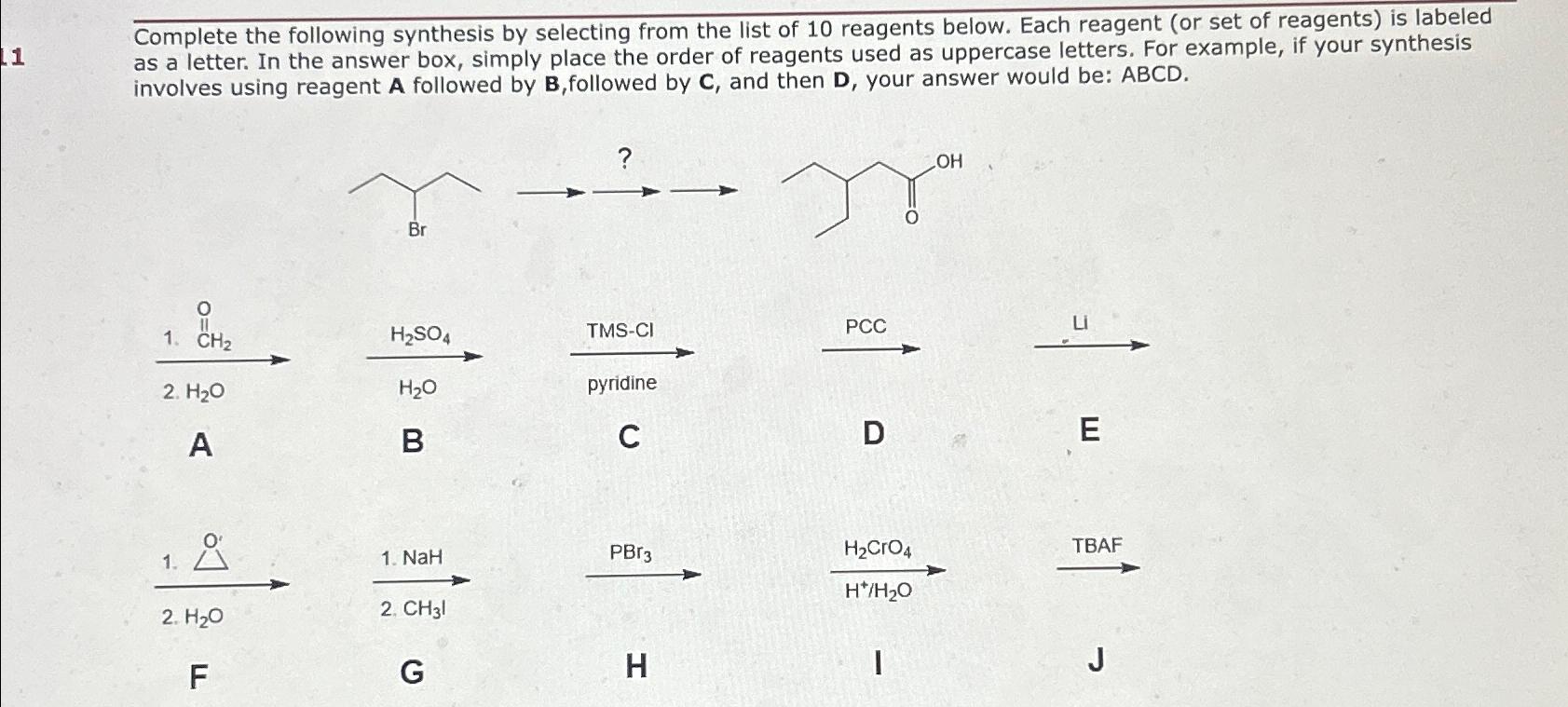 Solved Complete The Following Synthesis By Selecting From | Chegg.com