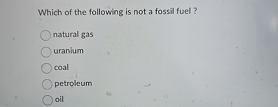 Which Fuel Is Not A Fossil Fuel