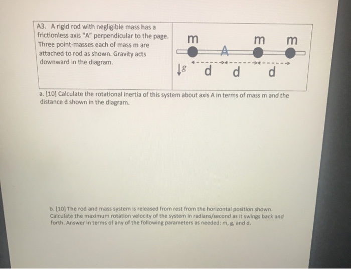 Solved A3. A rigid rod with negligible mass has a | Chegg.com