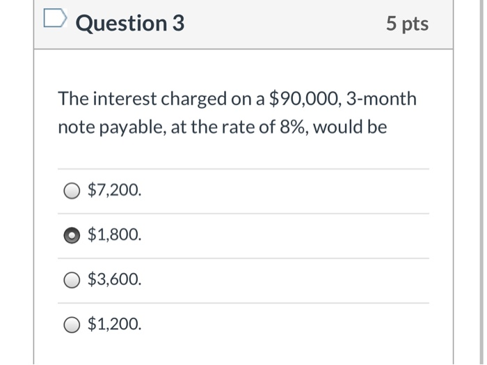 Aswer Questions Rates Solved Question 3 5 pts The interest charged on a $90,000, | Chegg.com