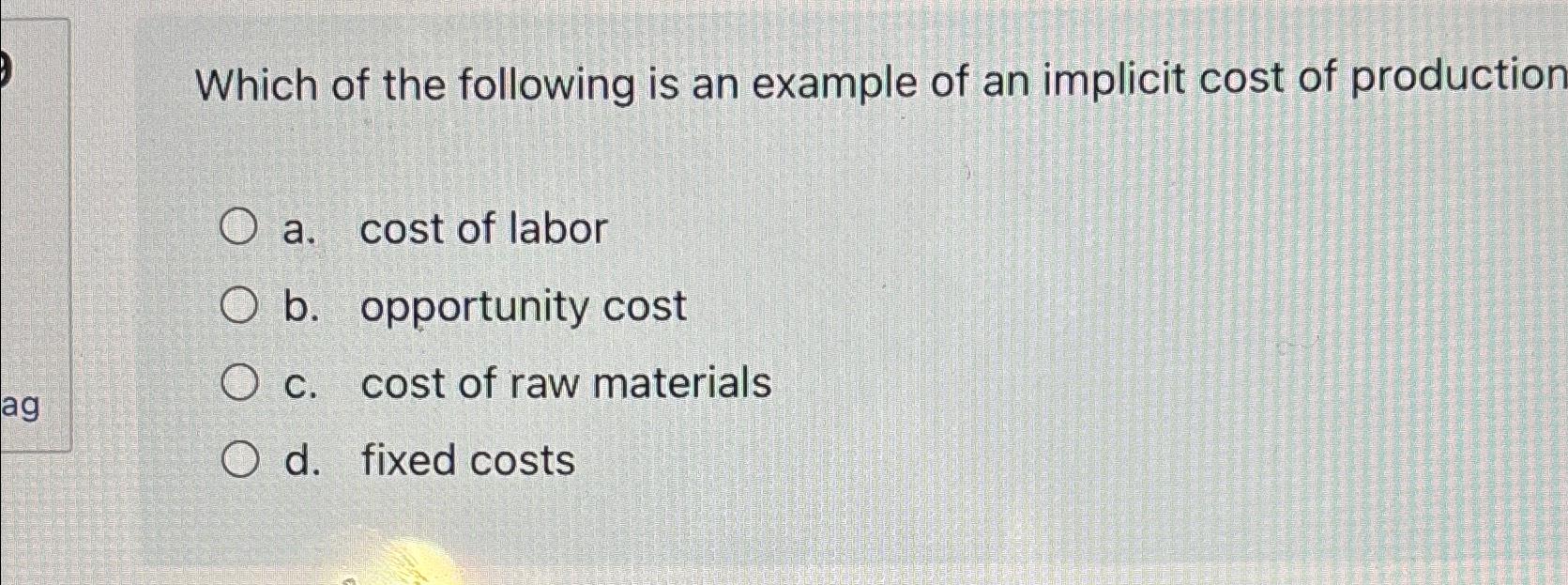 Solved Which of the following is an example of an implicit