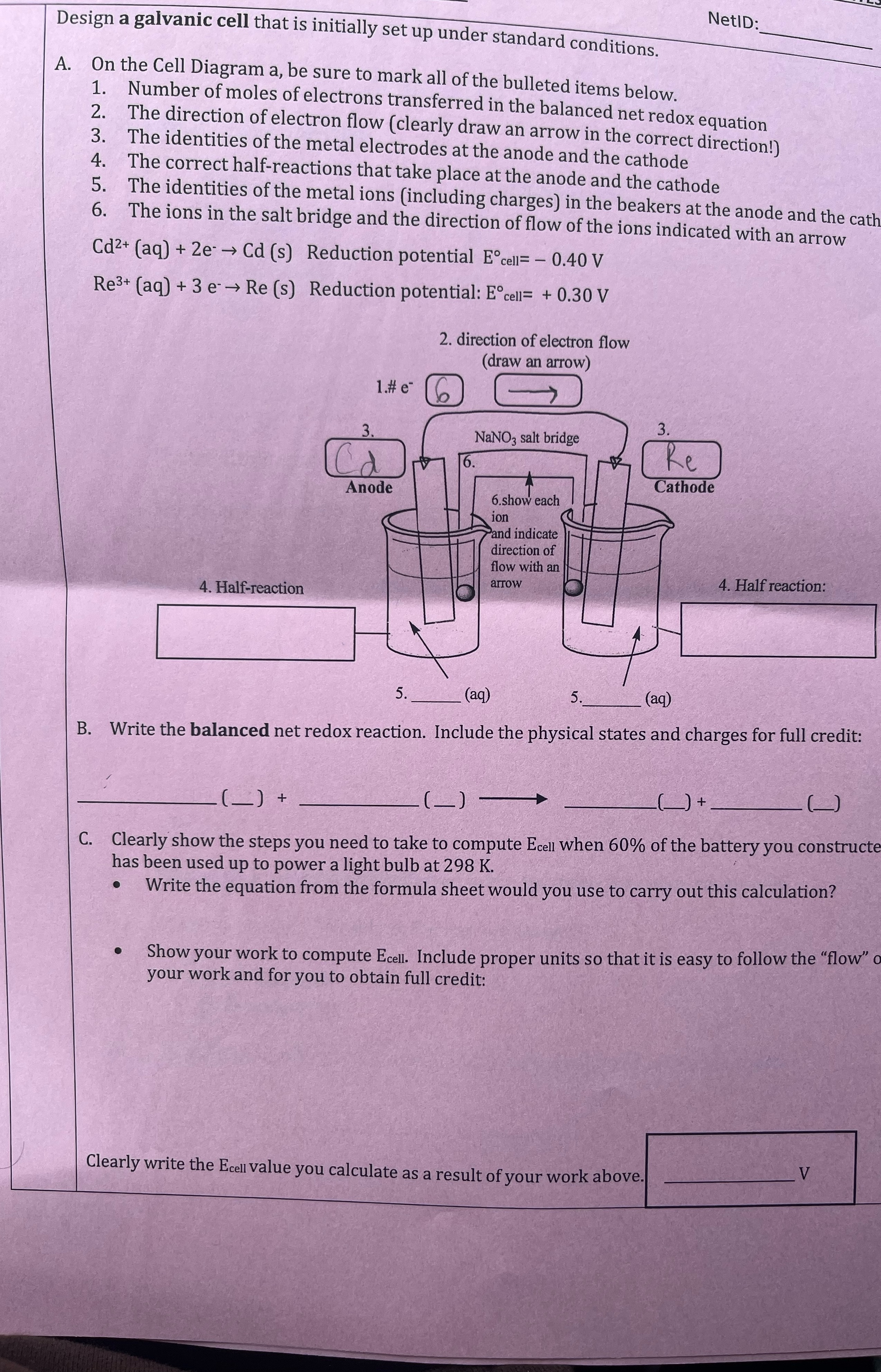 Solved q, ﻿Design a galvanic cell that is initially set up | Chegg.com