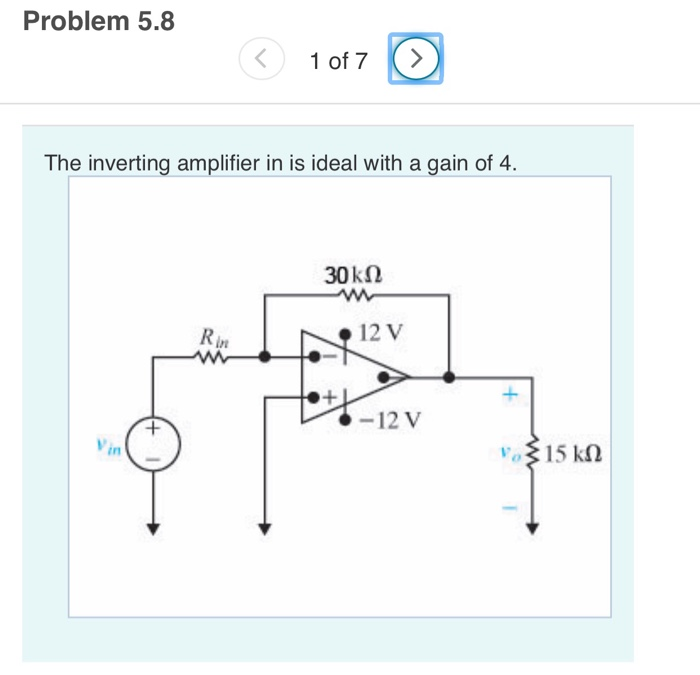 Solved Problem 5.8 1 of 7 The inverting amplifier in is | Chegg.com