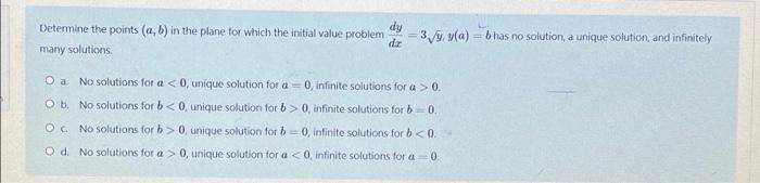 Solved Determine The Points (a,b) In The Plane For Which The | Chegg.com