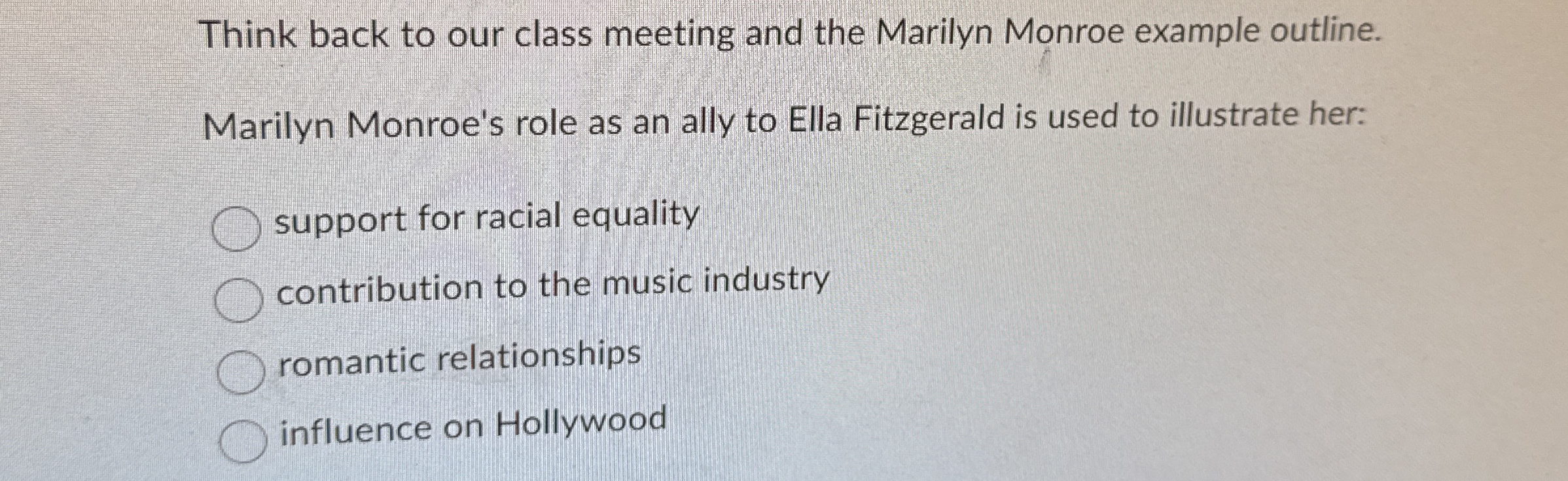 Solved Think back to our class meeting and the Marilyn