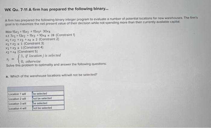 Solved Chec A firm has prepared the following binary integer | Chegg.com