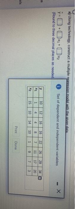 Solved a) Using technology, construct a multiple regression | Chegg.com