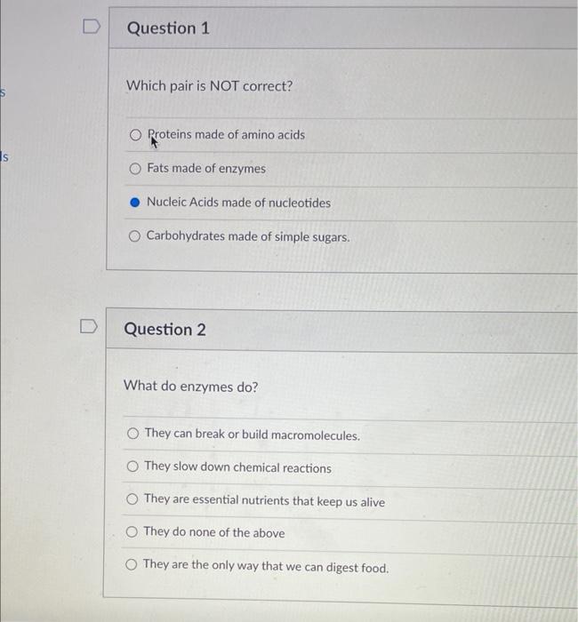 Solved Which pair is NOT correct? Proteins made of amino | Chegg.com