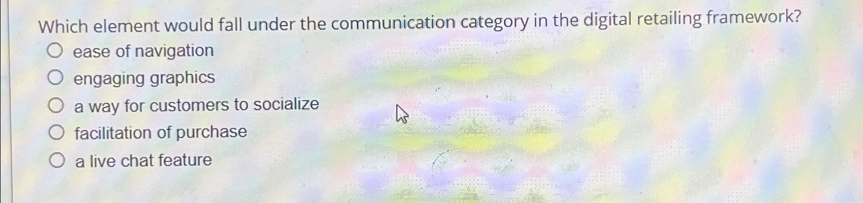 Solved Which element would fall under the communication | Chegg.com
