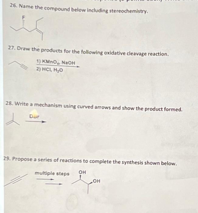 Solved 26. Name the compound below including | Chegg.com