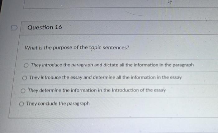 purpose of topic sentences in an essay