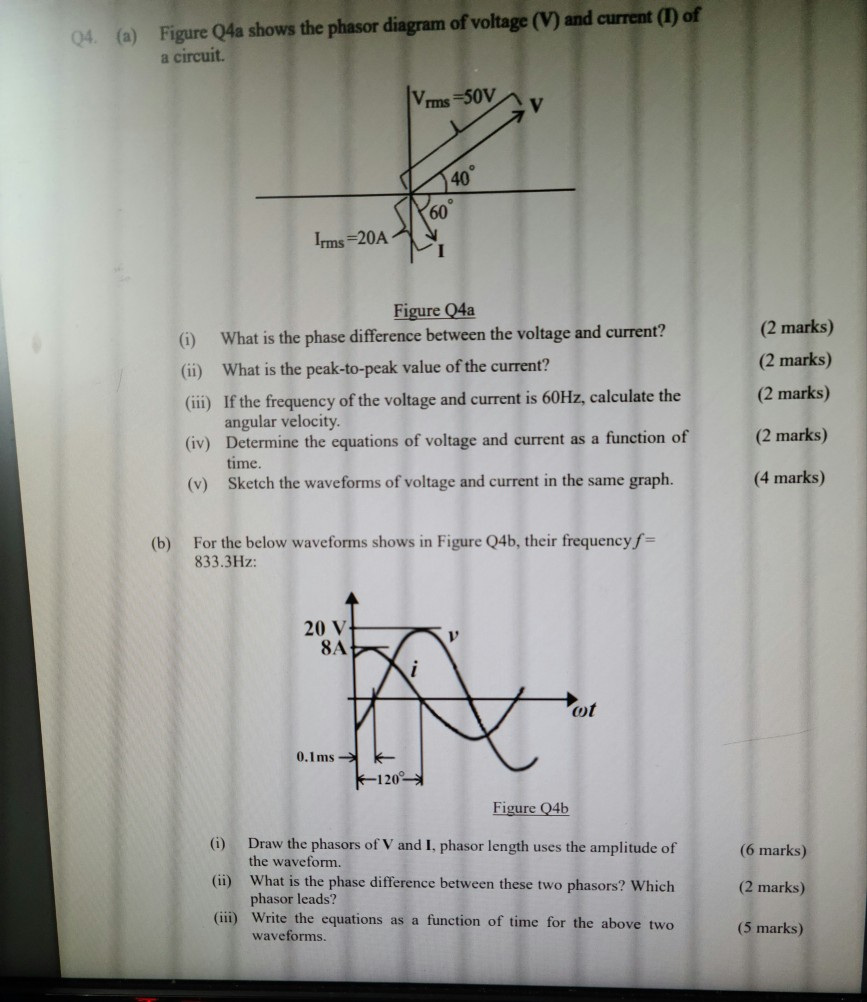Solved 04. (a) Figure Q4a shows the phasor diagram of | Chegg.com