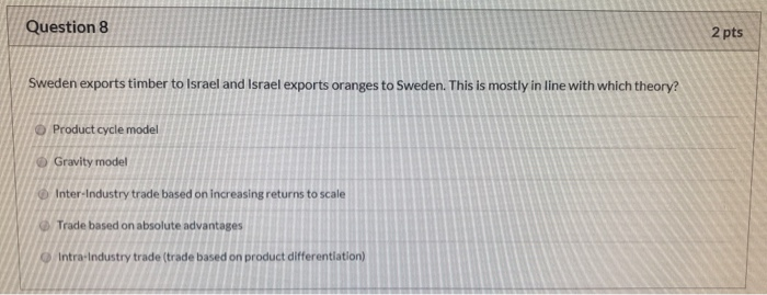 Solved International Economics Multiple Choice Question. For | Chegg.com