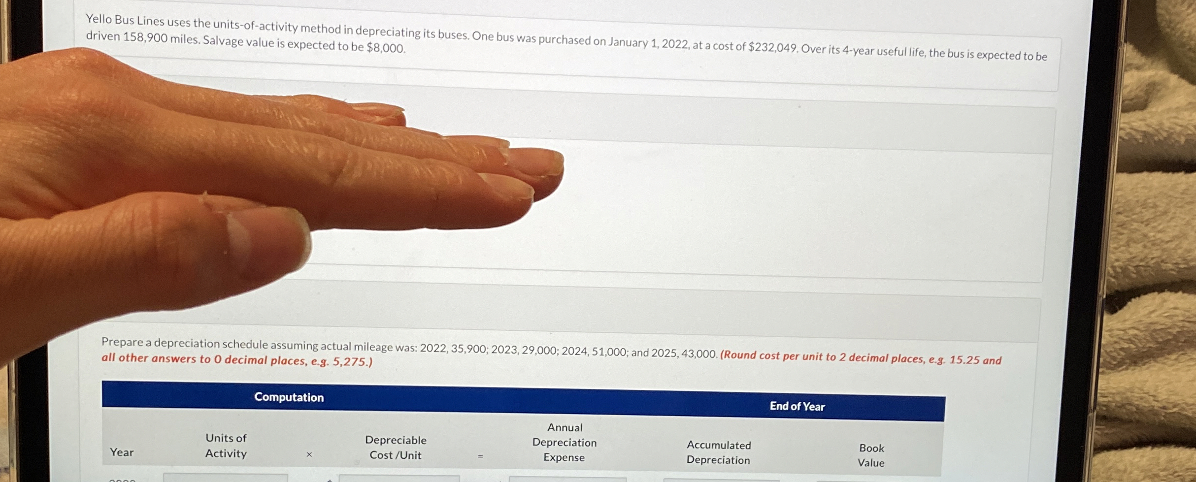 Solved Yello Bus Lines uses the units-of-activity method in | Chegg.com