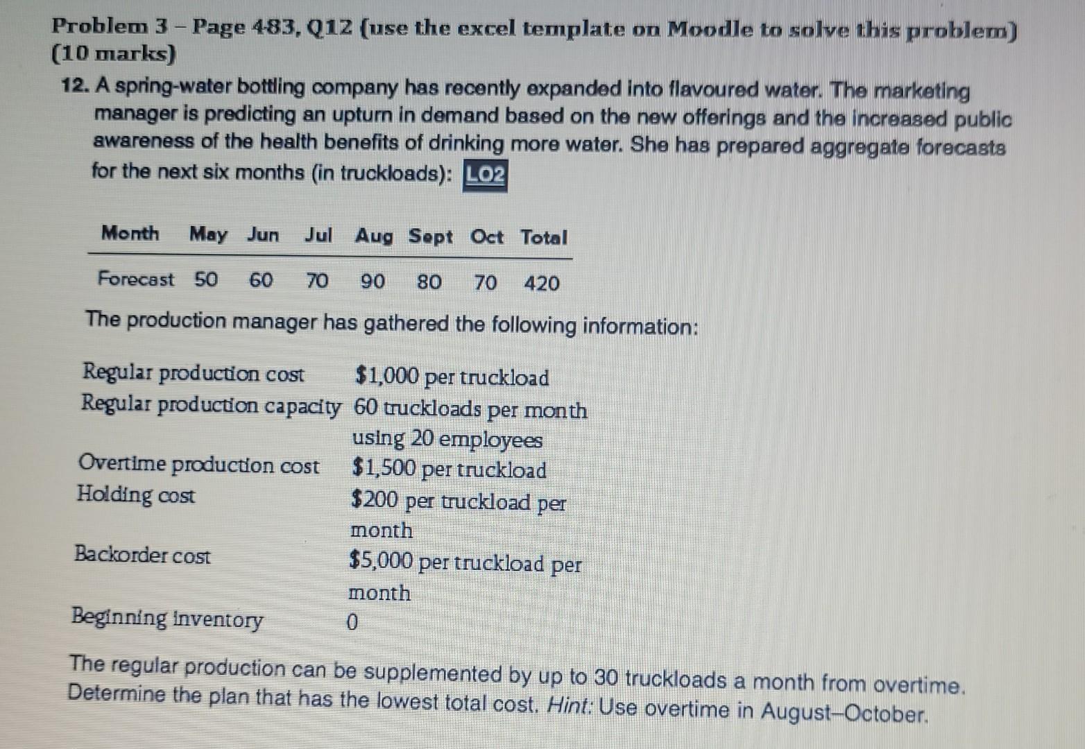 Solved Problem 3 - Page 4-83, Q12 (use the excel template on | Chegg.com