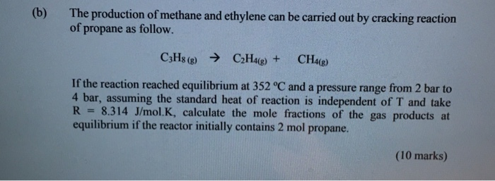 Solved b The production of methane and ethylene can be Chegg