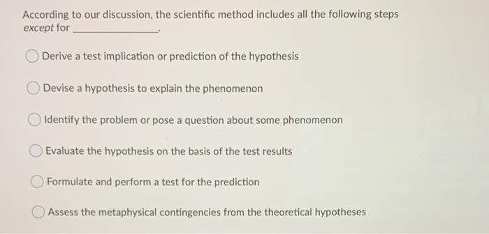Solved According to our discussion, the scientific method | Chegg.com