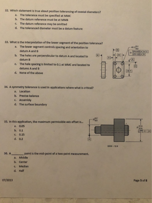 Solved 32 Which Statement Is True About Position Toleran Chegg Com