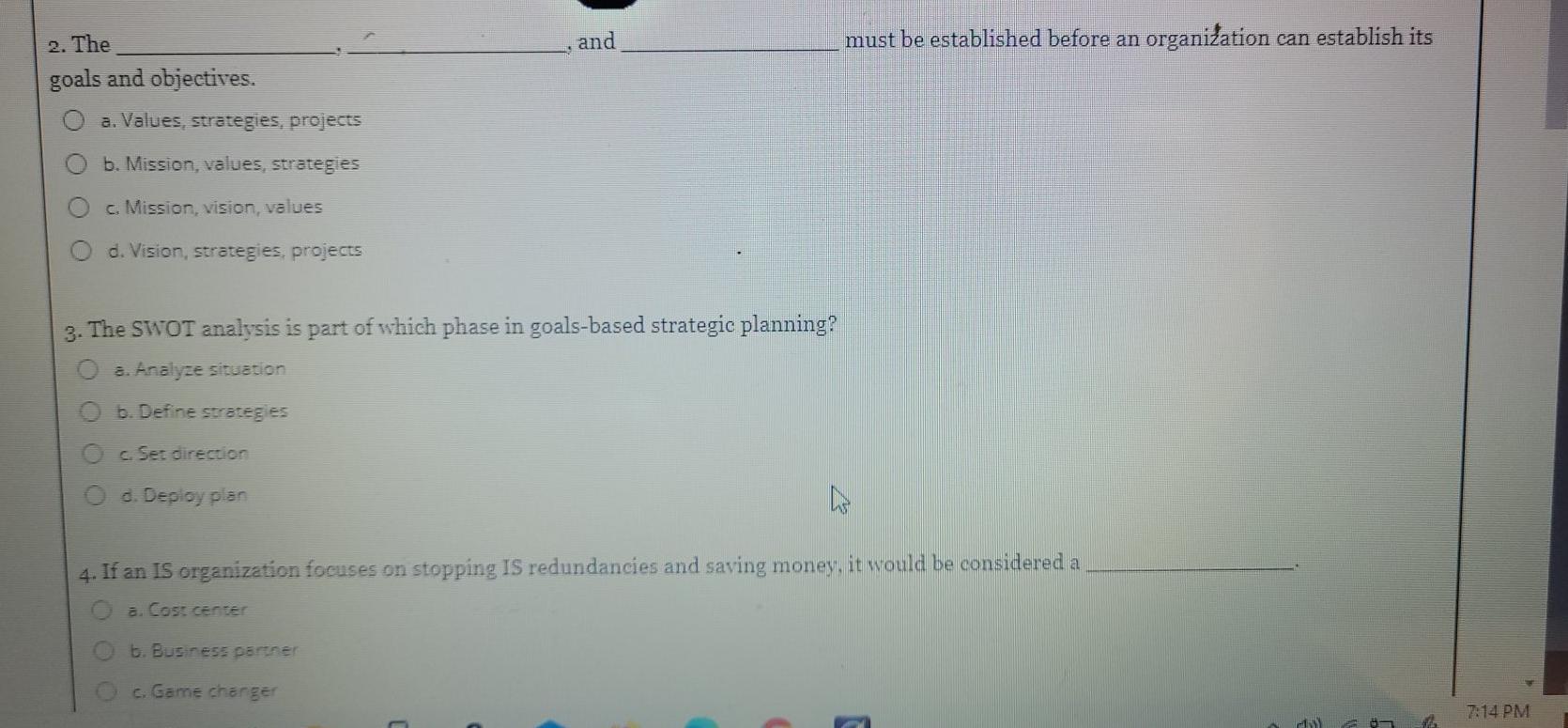 Solved 2. The and must be established before an organiżation