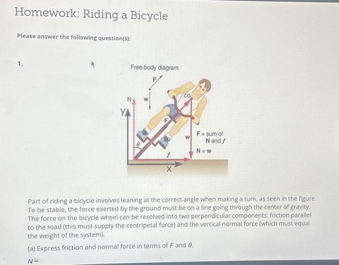 Solved Homework: Riding a Bicycle Please answer the | Chegg.com