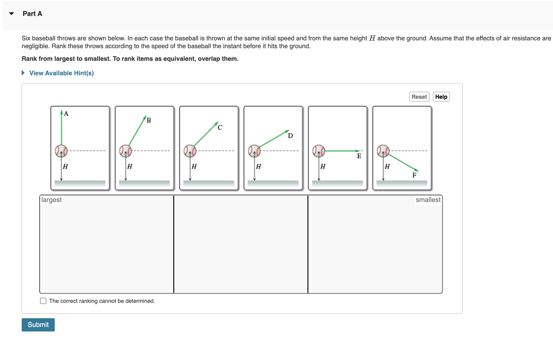 Solved Part ASix baseball throws are shown below. In each | Chegg.com