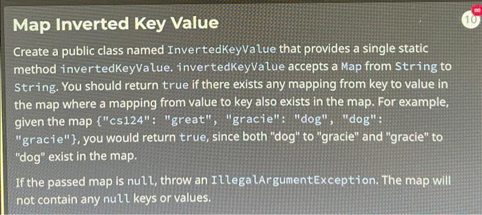 Solved Map Inverted Key Value Create A Public Class Named Chegg Com   Image